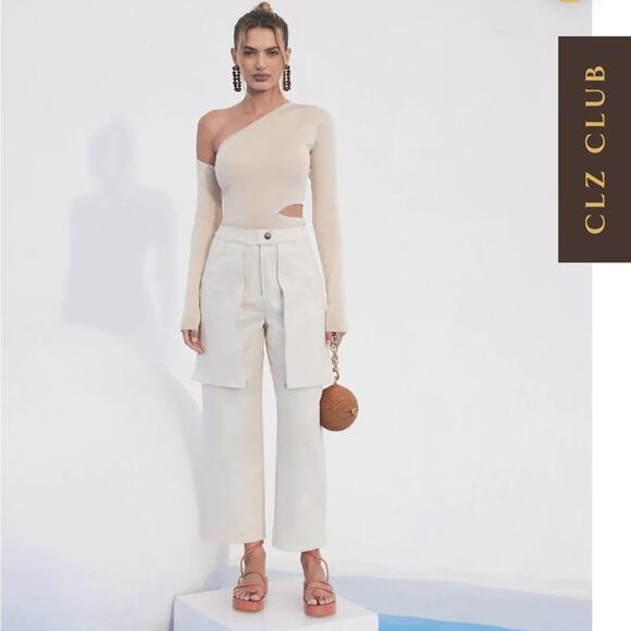 cult gaia topanga ivory wide leg oversized pockets cargo pants size medium - Picture 12 of 15